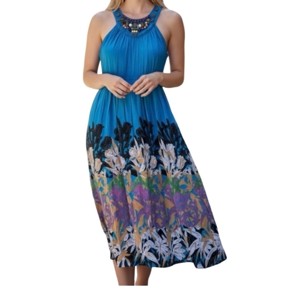 Moulinette Soeurs Anthropologie Island Nightfall Silk maxi dress. Size 0.